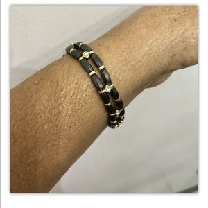 Lia Sophia WOODLAND Stretch Crystals Silver Tone Hematite Women’s bracelet